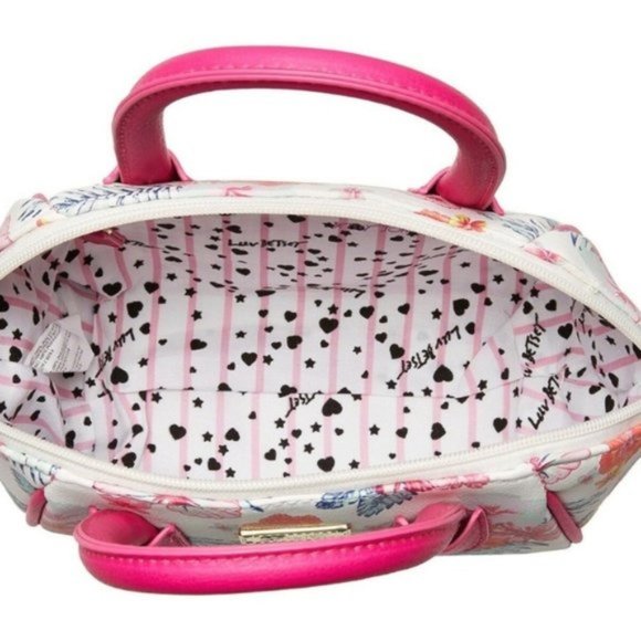 NWT Betsey Johnson MINI PINK & WHITE FLORAL SATCHEL - Picture 3 of 9